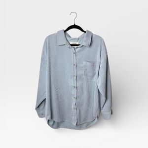 Ashley Utility Collection Corduroy Dusty Blue Button Down Shirt (D)